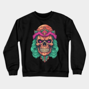 80s Retro Glam Rock Star Skull Crewneck Sweatshirt